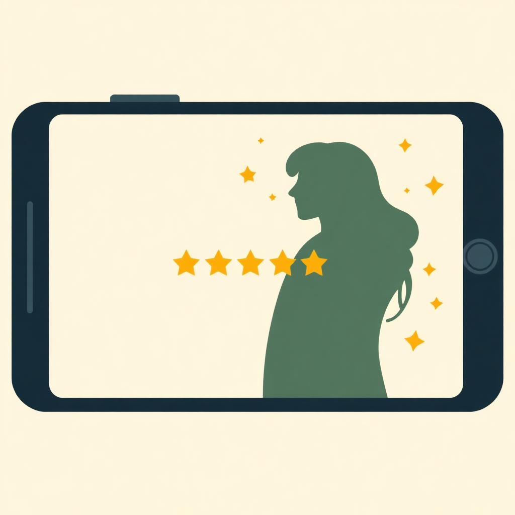 Un smartphone affiche un avis Google à 5 étoiles avec une récompense